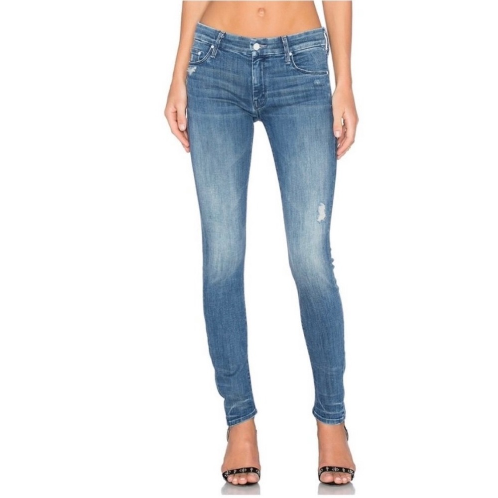 Mother The Looker Distressed Skinny Jean in Graffiti Girl